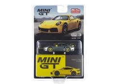 CHASE CAR 1/64 Mini GT Porsche 911 992 Turbo S (Silver With Yellow Wheels) Diecast Car Model