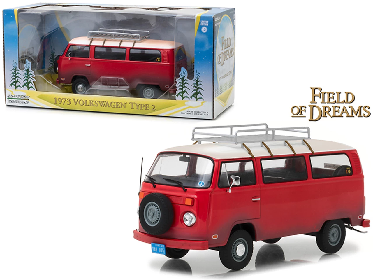 1973 Volkswagen Bus Type 2 (T2B) Red "Field Of Dreams" Movie (1989) 1/24 Diecast Model By Greenlight 3 1973 Volkswagen Bus Type 2 (T2B) Red "Field Of Dreams" Movie (1989) 1/24 Diecast Model By Greenlight