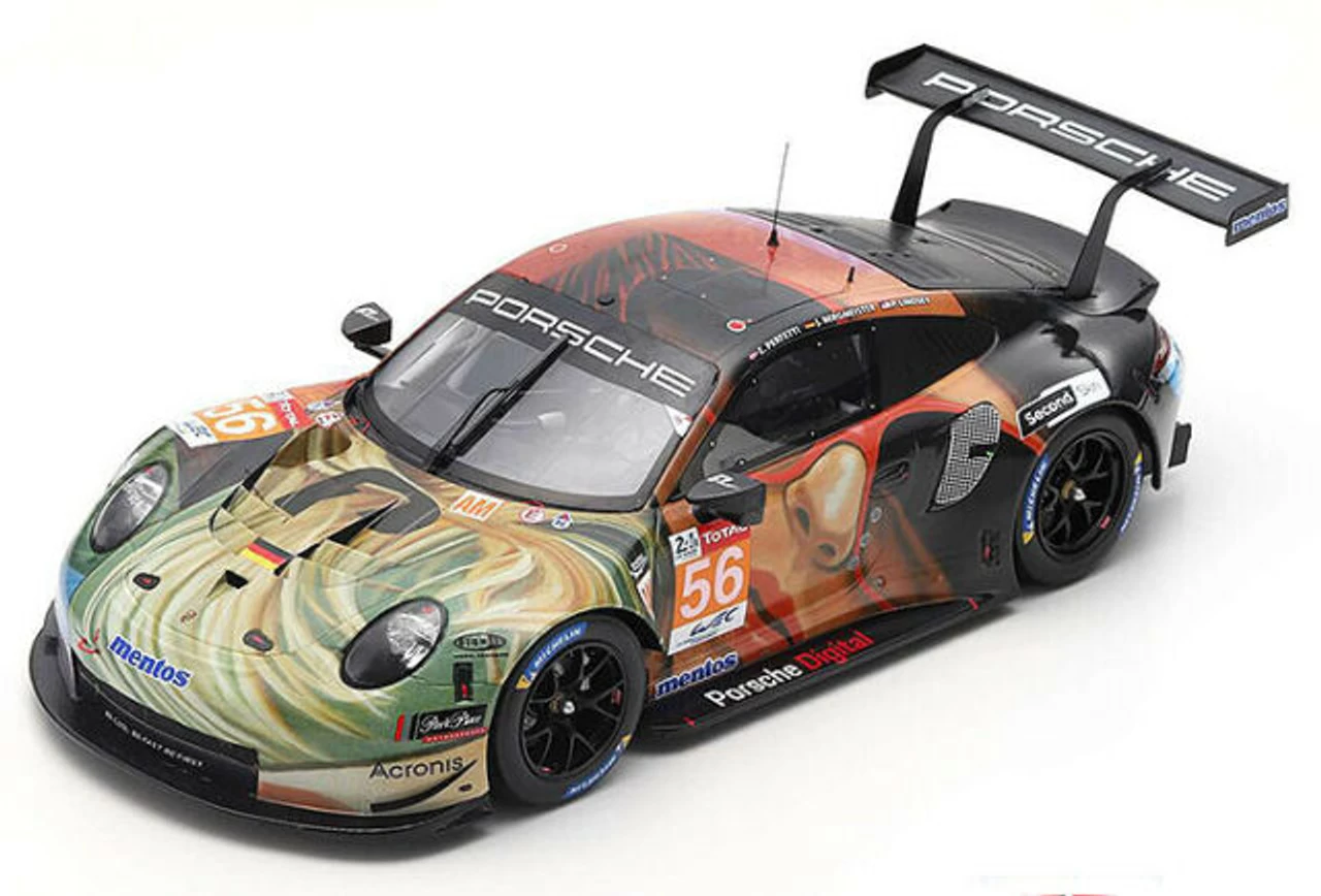 1/18 Spark Porsche 911 RSR No.56 Team Project 1 Winner LMGTE Am Class 24H Le Mans 2019 J. Bergmeister - P. Lindsey - E. Perfetti Car Model 3 1/18 Spark Porsche 911 RSR No.56 Team Project 1 Winner LMGTE Am Class 24H Le Mans 2019 J. Bergmeister - P. Lindsey - E. Perfetti Car Model